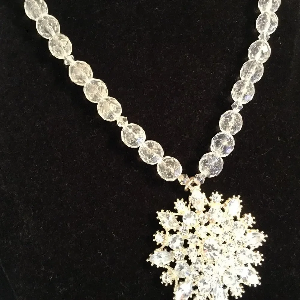 Robert Rose Branc Gorgeous Clear Faceted Faux Crystal Bead Necklace